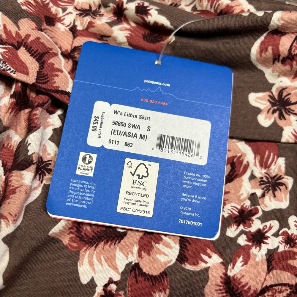 Patagonia Lithia Skirt NWT Women’s Floral Organic Cotton size Small - Picture 8 of 8